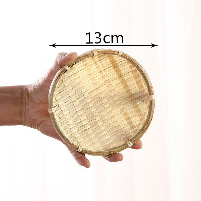 전통 대나무 소쿠리 두꺼운 끈 원형 [13cm]
