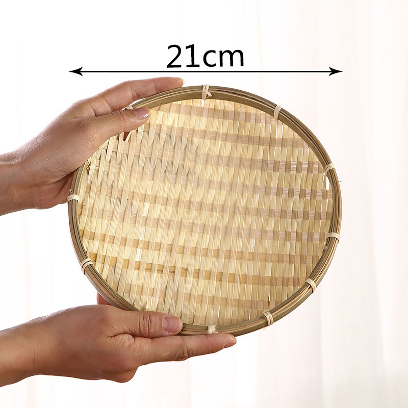 전통 대나무 소쿠리 두꺼운 끈 원형 [21cm]
