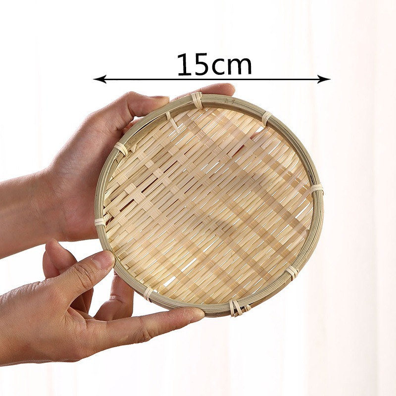 전통 대나무 소쿠리 두꺼운 끈 원형 [15cm]