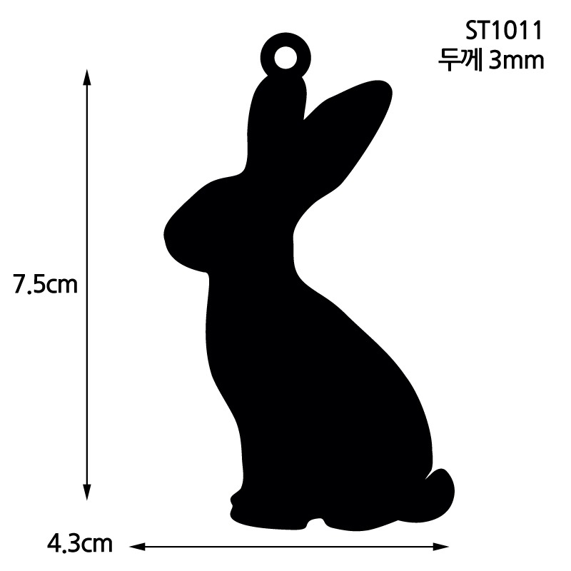 자개공예 블랙 아크릴판 [ST1011] 토끼